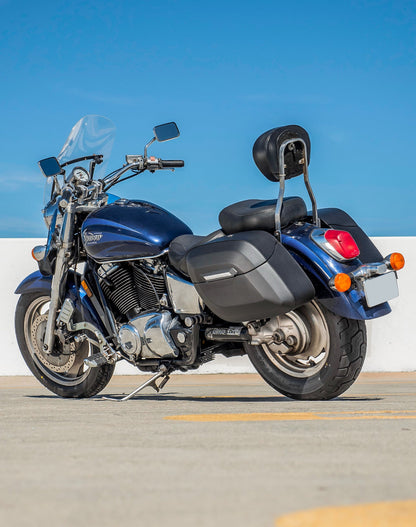 36L - Lamellar Raven Extra Large Honda Shadow 1100 Sabre Shock Cut-out Leather Covered Motocicleta Hard Alforjas