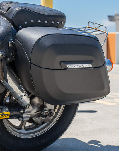 36L - Lamellar Raven Extra Large Honda Shadow 1100 Spirit Shock Cut-out Leather Covered Motocicleta Hard Alforjas