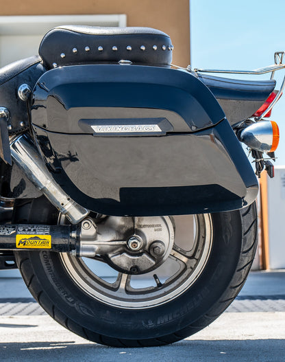 36L - Lamellar Raven Extra Large Honda Shadow 1100 Spirit Shock Cut-out Painted Motocicleta Hard Alforjas