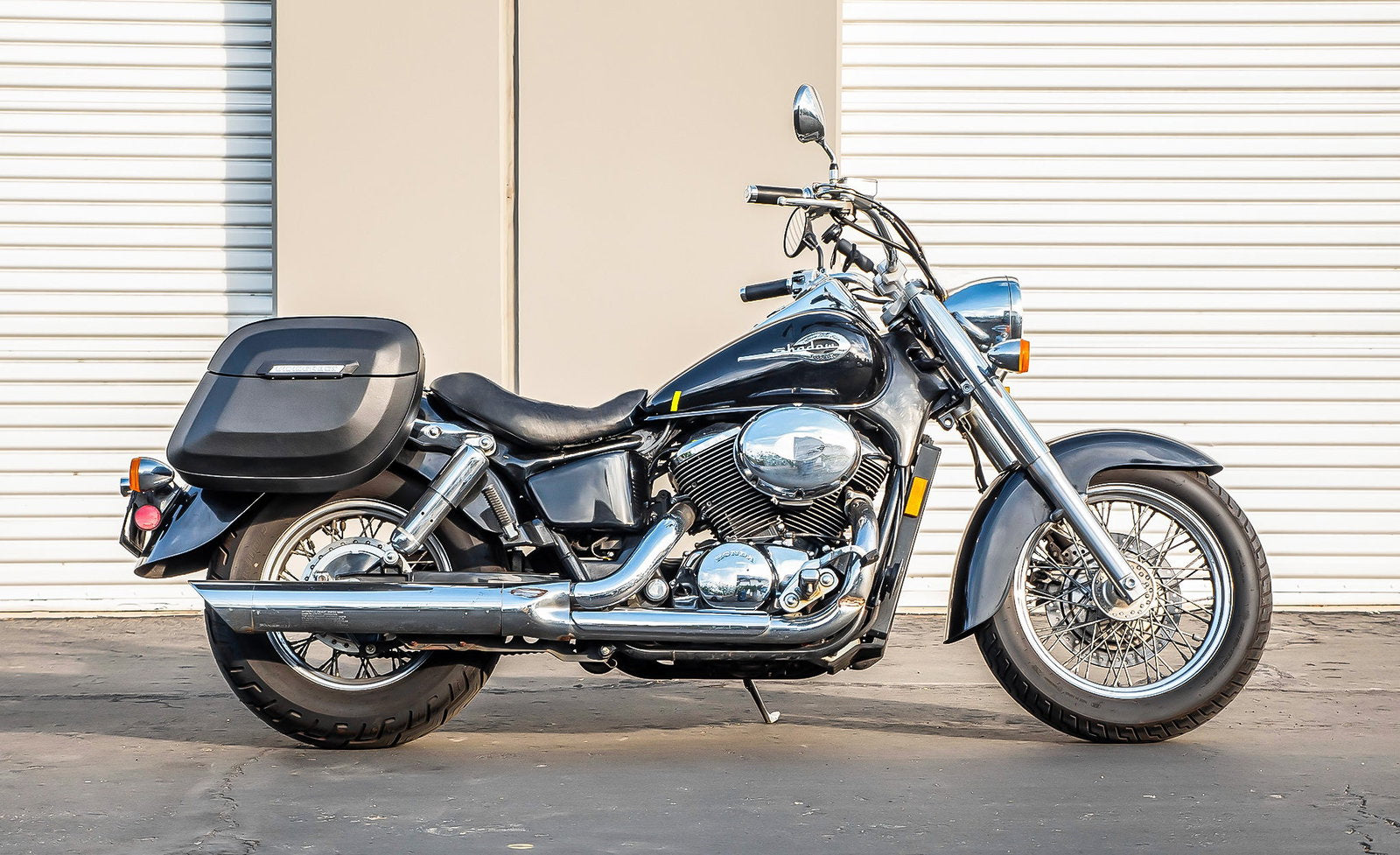36L - Lamellar Raven Extra Large Honda Shadow 750 ACE Shock Cut-out Leather Covered Motocicleta Hard Alforjas