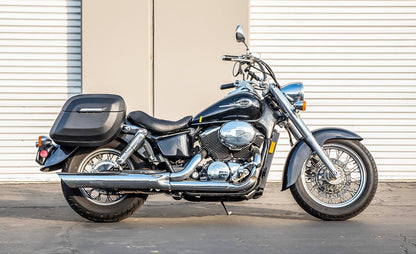 36L - Lamellar Raven Extra Large Honda Shadow 750 ACE Shock Cut-out Leather Covered Motocicleta Hard Alforjas