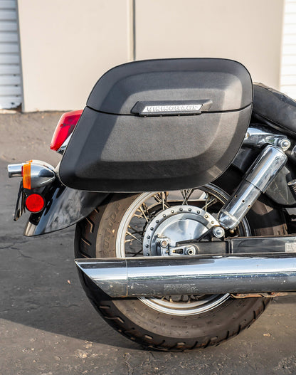 36L - Lamellar Raven Extra Large Honda Shadow 750 ACE Shock Cut-out Leather Covered Motocicleta Hard Alforjas