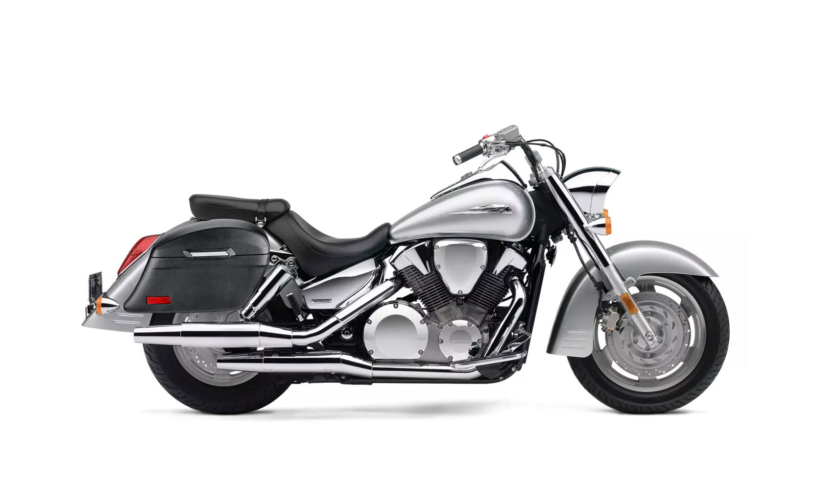 44L - Lamellar Stallion Extra Large Honda VTX 1300 S Leather Covered Motocicleta Hard Alforjas