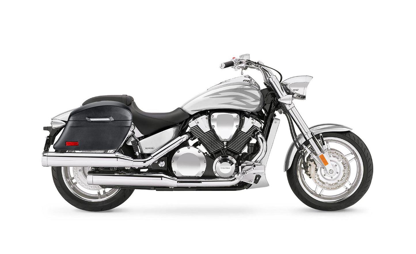 44L - Lamellar Stallion Extra Large Honda VTX 1800 F Leather Covered Motocicleta Hard Alforjas