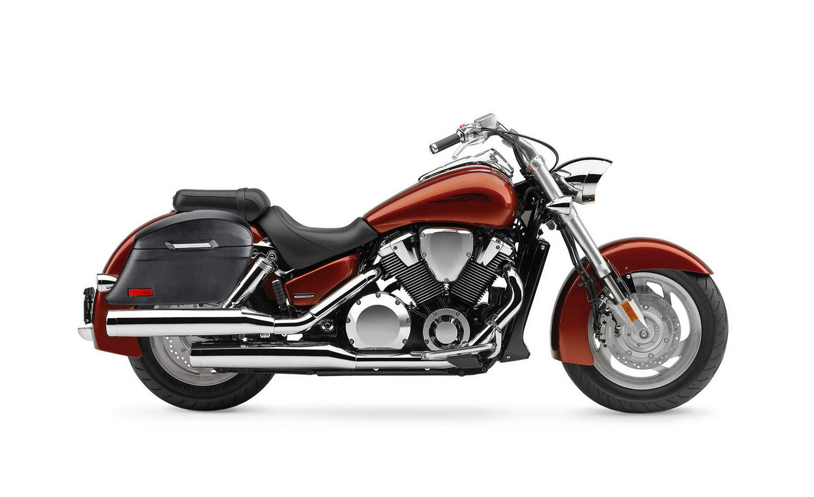 44L - Lamellar Stallion Extra Large Honda VTX 1800 N Leather Covered Motocicleta Hard Alforjas