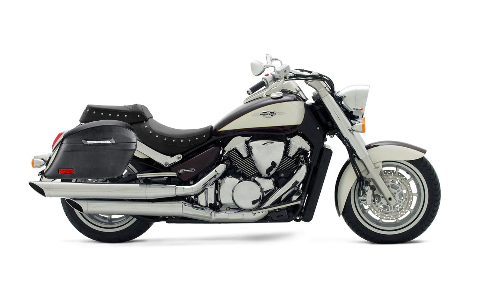 44L - Lamellar Stallion Extra Large Suzuki Boulevard C109 Leather Covered Motocicleta Hard Alforjas