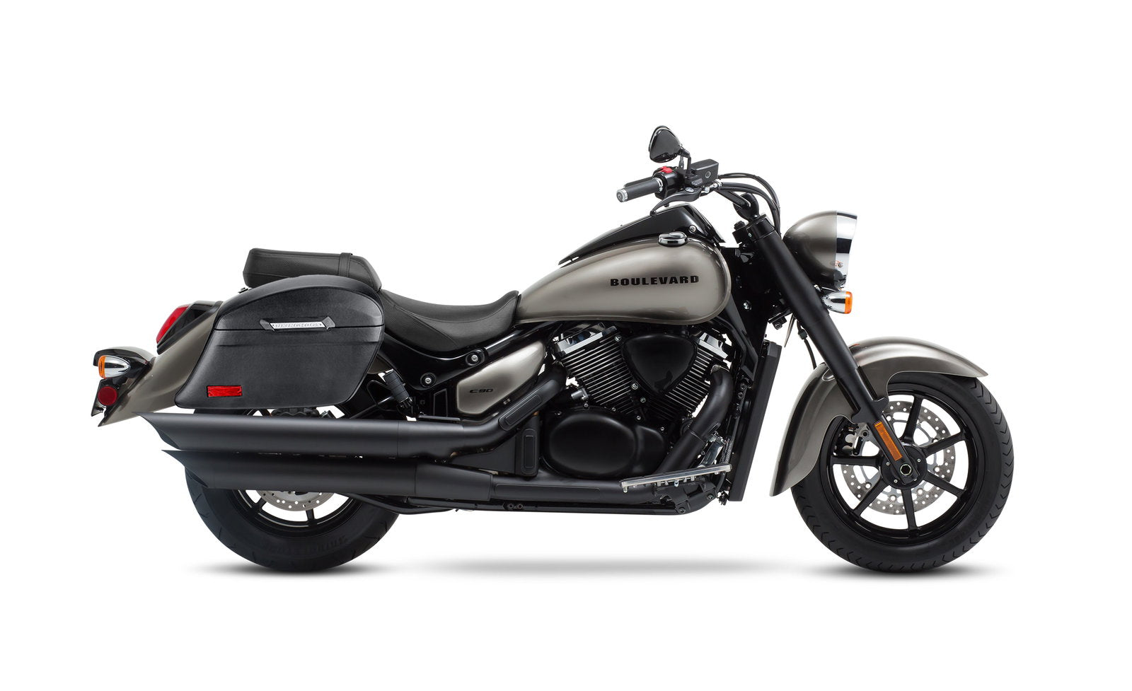 44L - Lamellar Stallion Extra Large Suzuki Boulevard C90 VL1500 Leather Covered Motocicleta Hard Alforjas