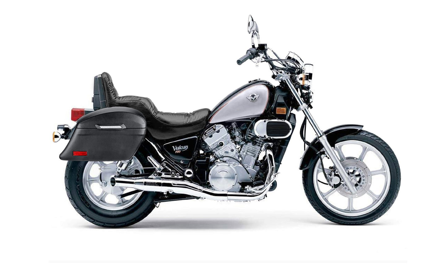44L - Lamellar Stallion Extra Large Kawasaki Vulcan 750 VN750 Leather Covered Motocicleta Hard Alforjas
