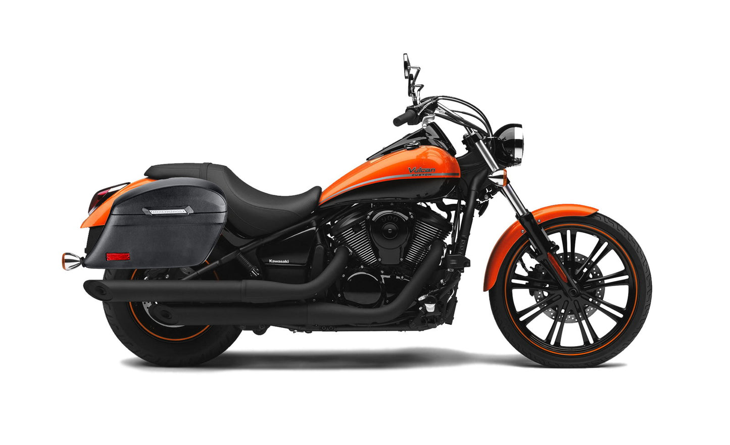 44L - Lamellar Stallion Extra Large Kawasaki Vulcan 900 Custom VN900C Leather Covered Motocicleta Hard Alforjas