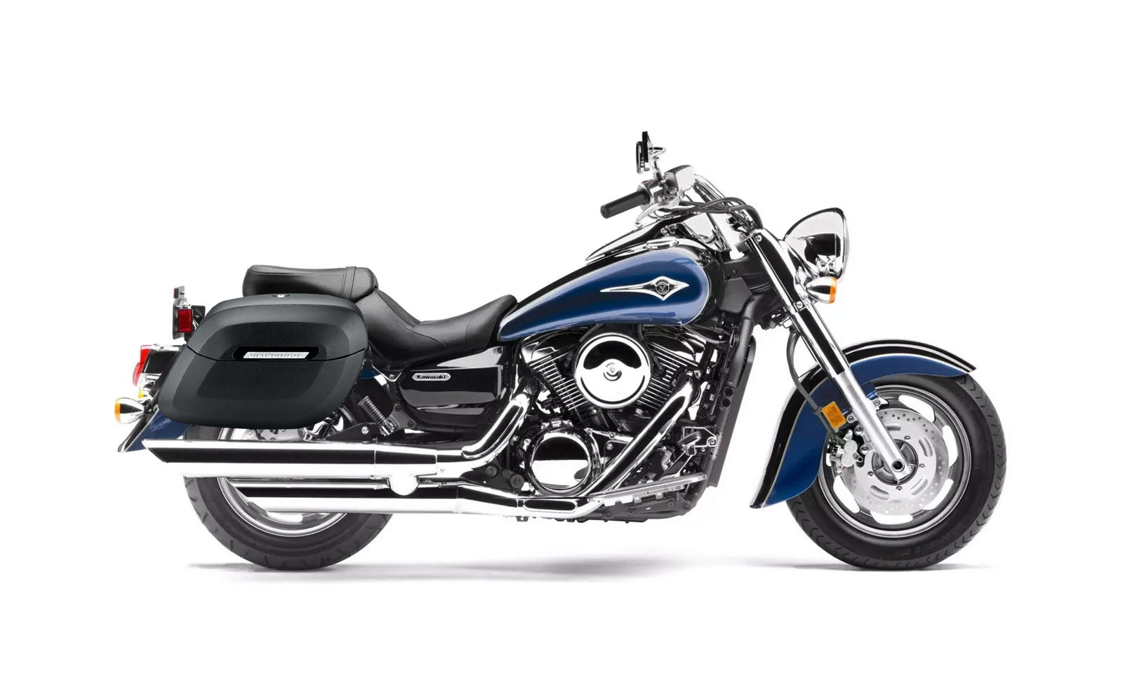 36L - Lamellar Raven Extra Large Kawasaki Vulcan 1600 Classic VN1600 Shock Cut-out Leather Covered Motocicleta Hard Alforjas