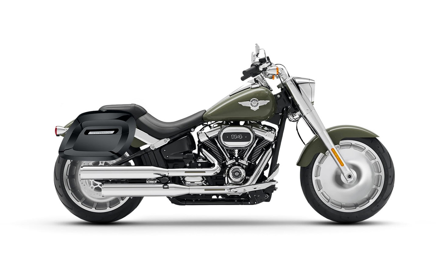 40L - Lamellar Raven Extra Large Painted Motocicleta Hard Alforjas para Harley Softail Fat Boy FLFB/S