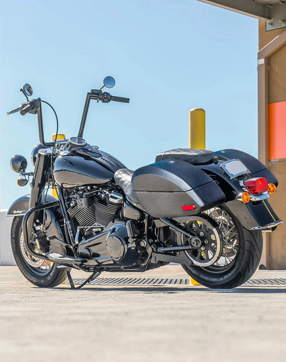28L - Phantom Large Leather Wrapped Motocicleta Hard Alforjas para Harley Softail Heritage FLHC/S
