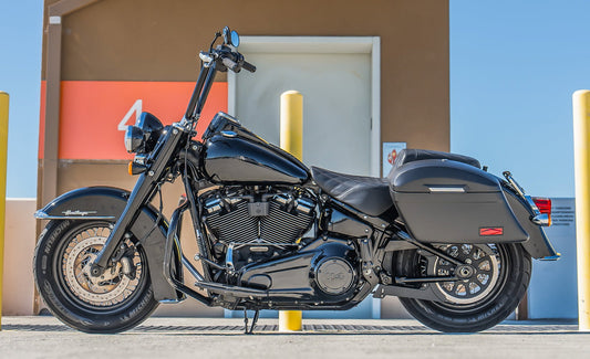 44L - Lamellar Stallion Extra Large Matte Motocicleta Hard Alforjas para Harley Softail Heritage FLHC/S