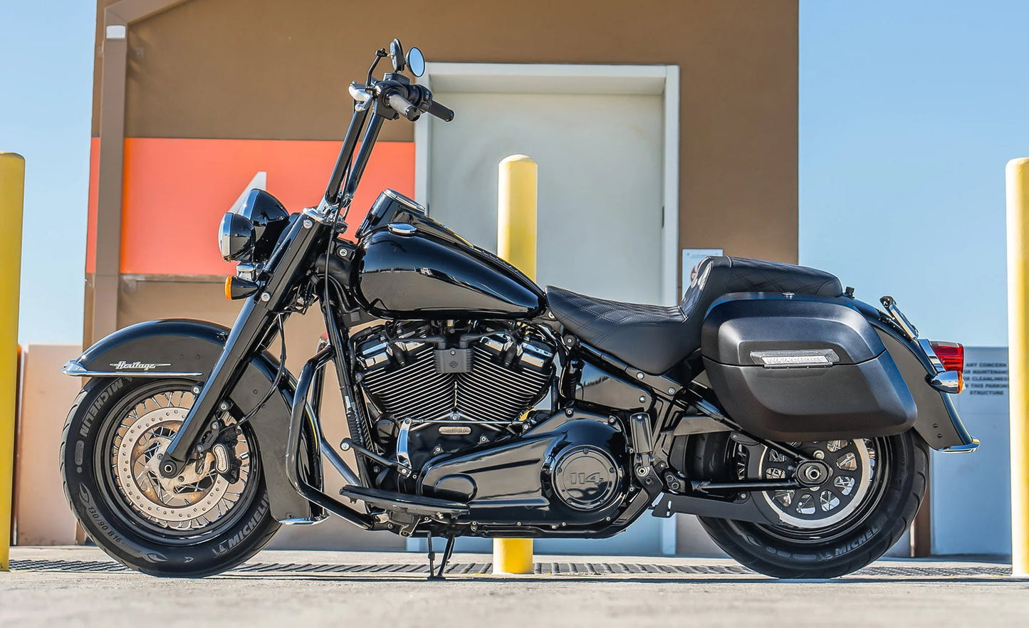 40L - Lamellar Raven Extra Large Matte Motocicleta Hard Alforjas para Harley Softail Heritage FLHC/S