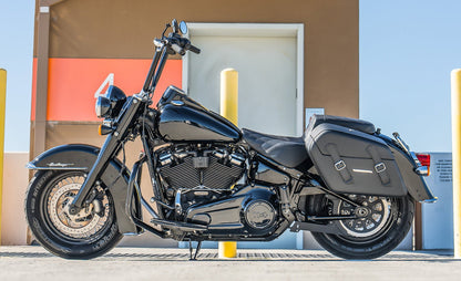 42L - Baldur Extra Large Leather Wrapped Motocicleta Hard Alforjas para Harley Softail Heritage FLHC/S