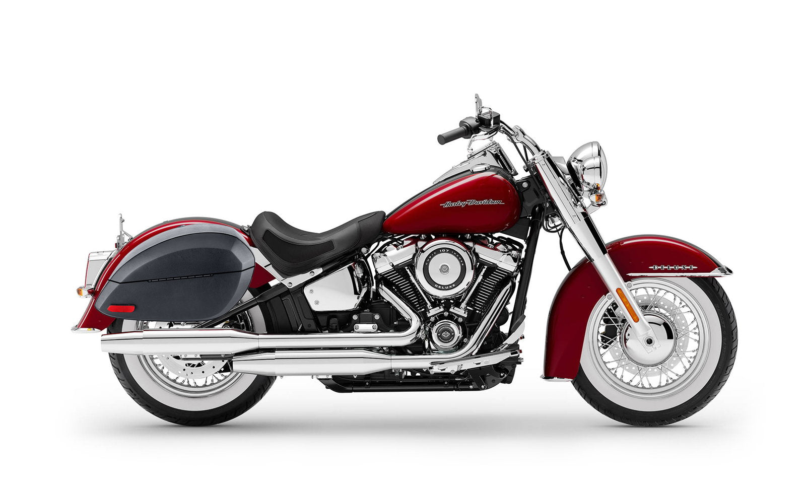 28L - Phantom Large Leather Wrapped Hard Alforjas para Harley Softail Deluxe FLDE