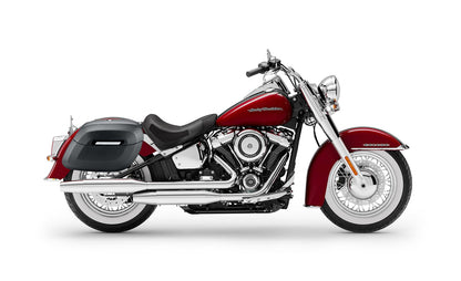 40L - Lamellar Raven Extra Large Leather Covered Hard Alforjas para Harley Softail Deluxe FLDE
