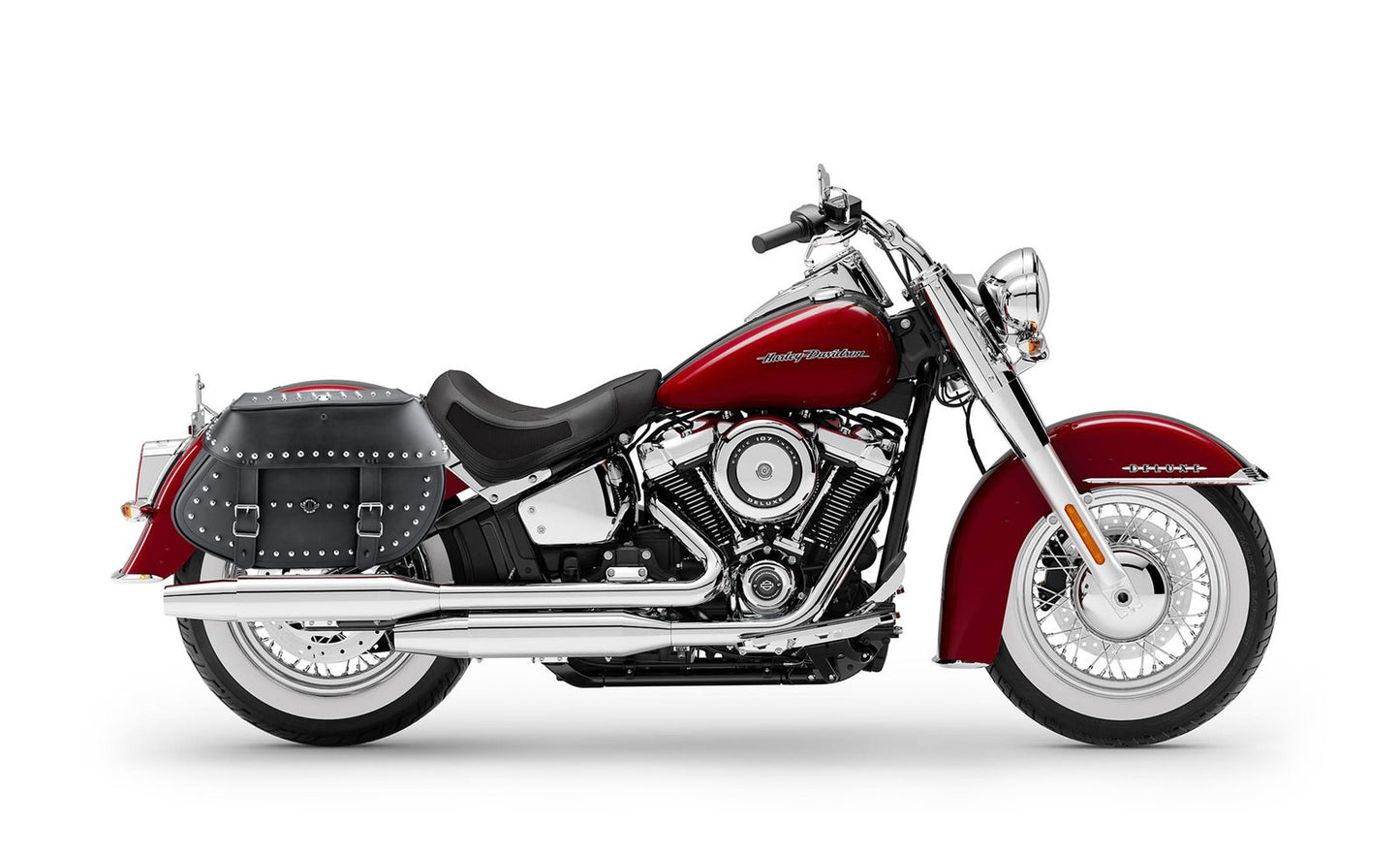 35L - Legacy Extra Large Studded Leather Alforjas para Harley Softail Deluxe FLDE