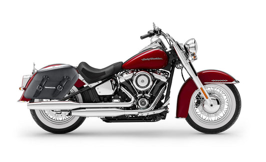 42L - Baldur Extra Large Leather Wrapped Hard Alforjas para Harley Softail Deluxe FLDE