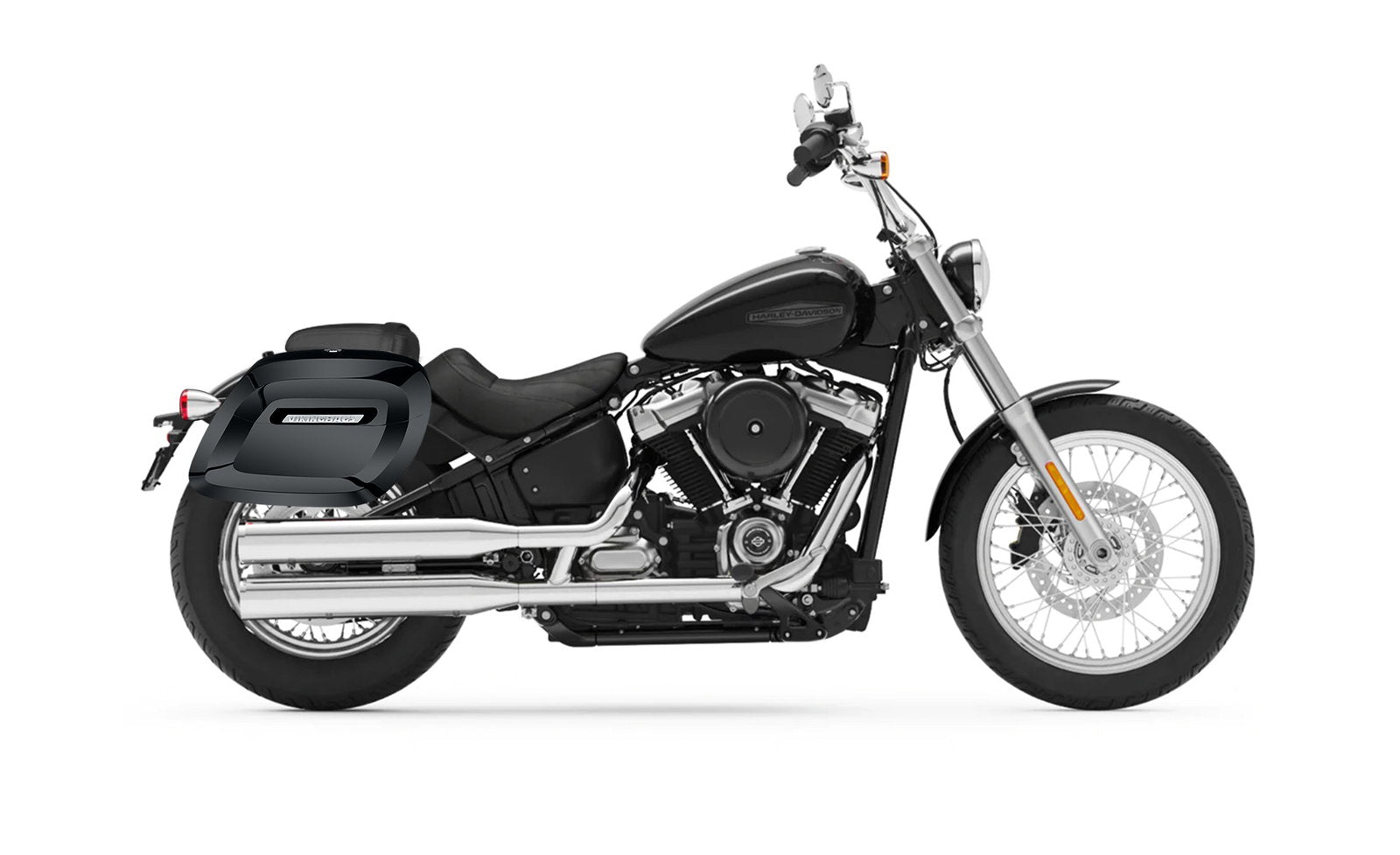 40L - Lamellar Raven Extra Large Painted Motocicleta Hard Alforjas para Harley Softail Standard FXST