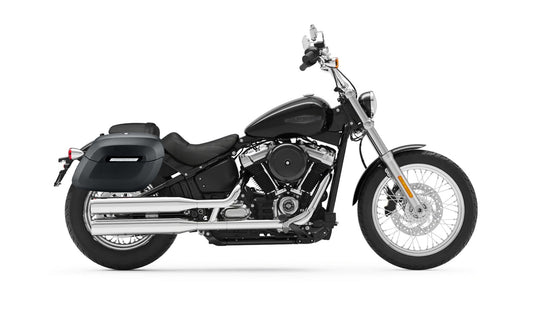 40L - Lamellar Raven Extra Large Leather Covered Motocicleta Hard Alforjas para Harley Softail Standard FXST