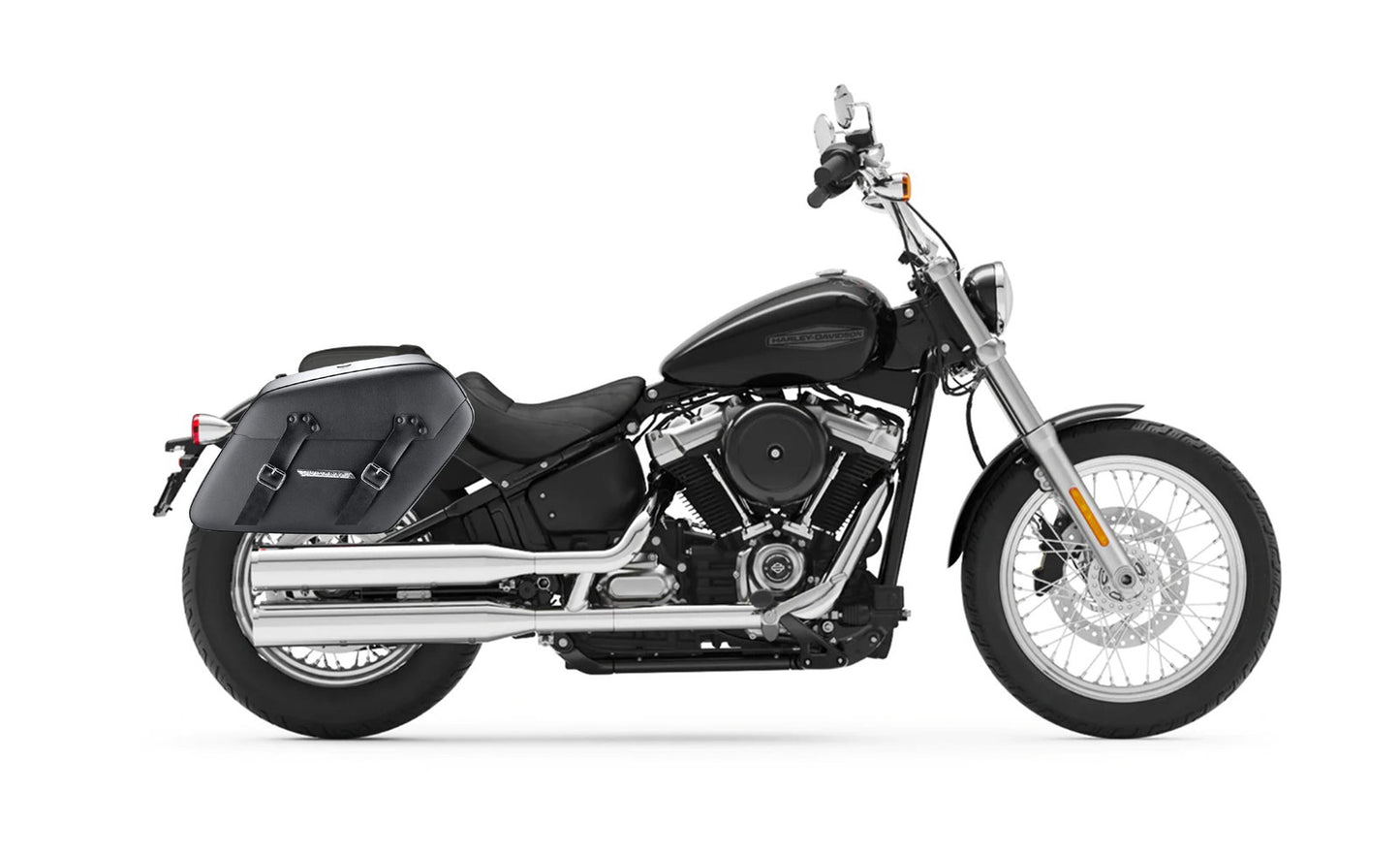 42L - Baldur Extra Large Leather Wrapped Motocicleta Hard Alforjas para Harley Softail Standard FXST