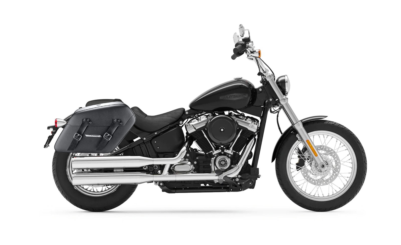 42L - Baldur Extra Large Leather Wrapped Motocicleta Hard Alforjas para Harley Softail Standard FXST