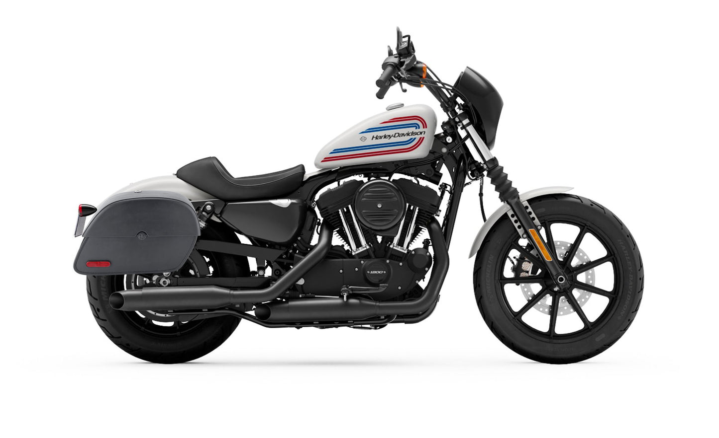 32L - Panzer Large Hard Mount Shock Cutout Alforjas para Harley Sportster 1200 Iron XL1200NS
