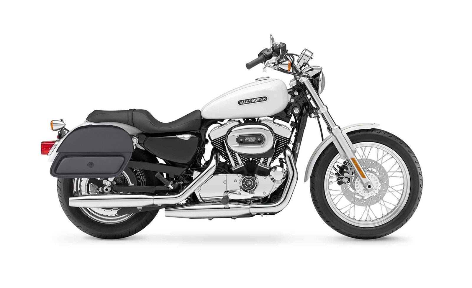 32L - Pantheon Large Hard Mount Shock Cutout Alforjas para Harley Sportster 1200 Low XL1200L