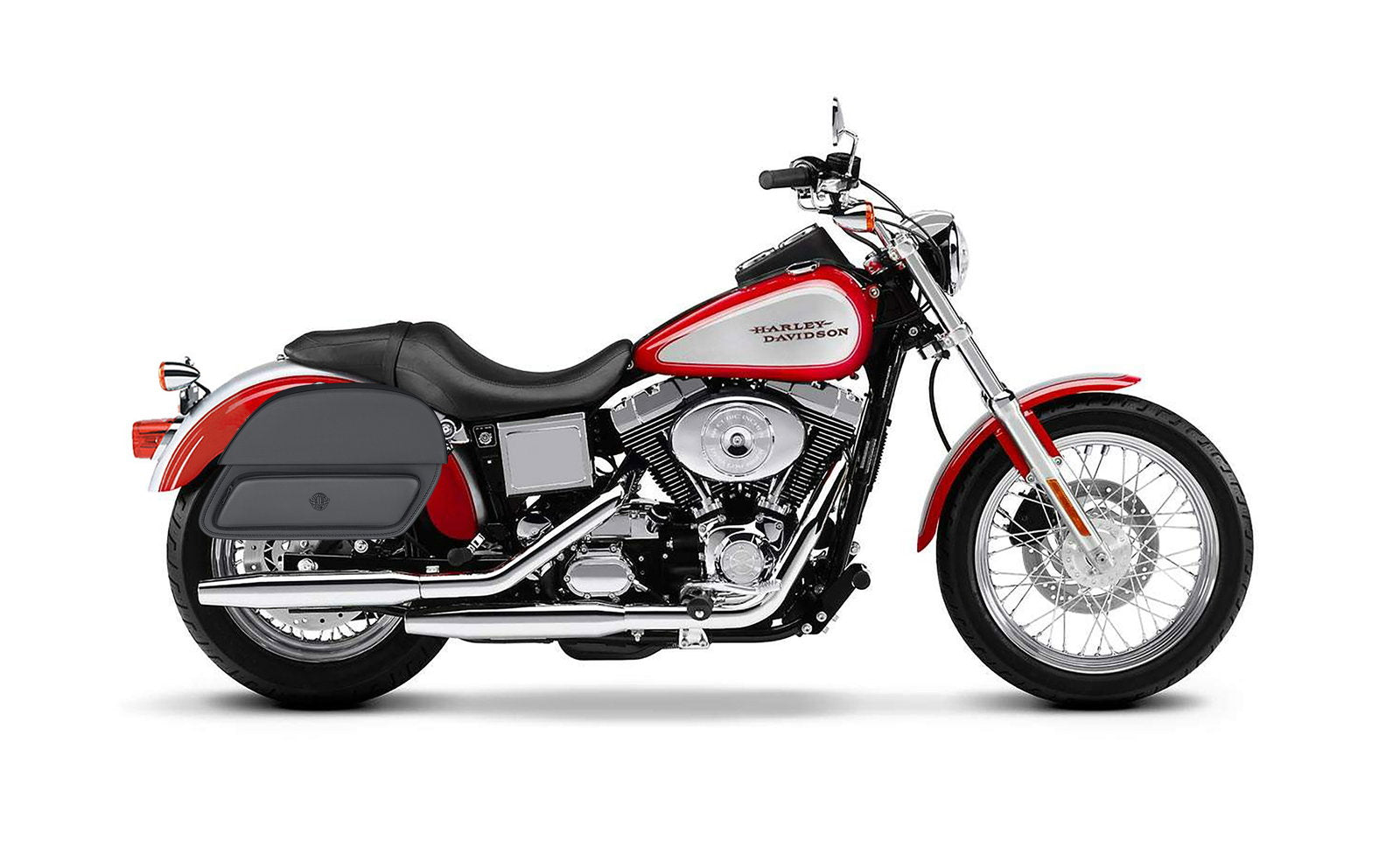32L - Pantheon Large Hard Mount Shock Cutout Alforjas para Harley Dyna Low Rider FXDL/I