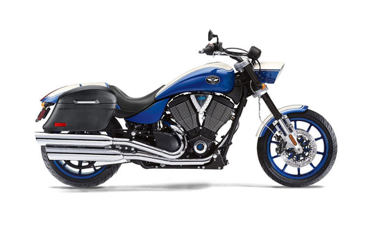 44L - Lamellar Stallion Extra Large Victory Hammer Leather Covered Motocicleta Hard Alforjas