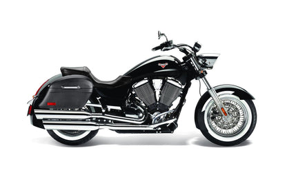 44L - Lamellar Stallion Extra Large Victory Boardwalk Leather Covered Hard Alforjas