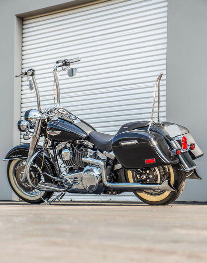 44L - Lamellar Stallion Extra Large Painted Motocicleta Hard Alforjas para Harley Softail Deluxe FLSTN/I