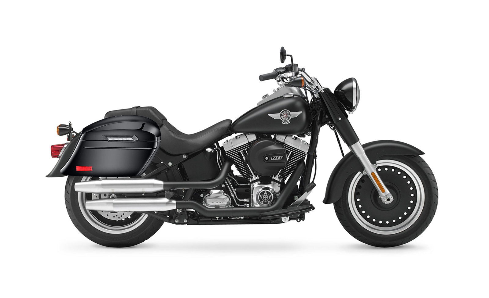 44L - Lamellar Stallion Extra Large Painted Motocicleta Hard Alforjas para Harley Softail Fat Boy Lo FLSTFB