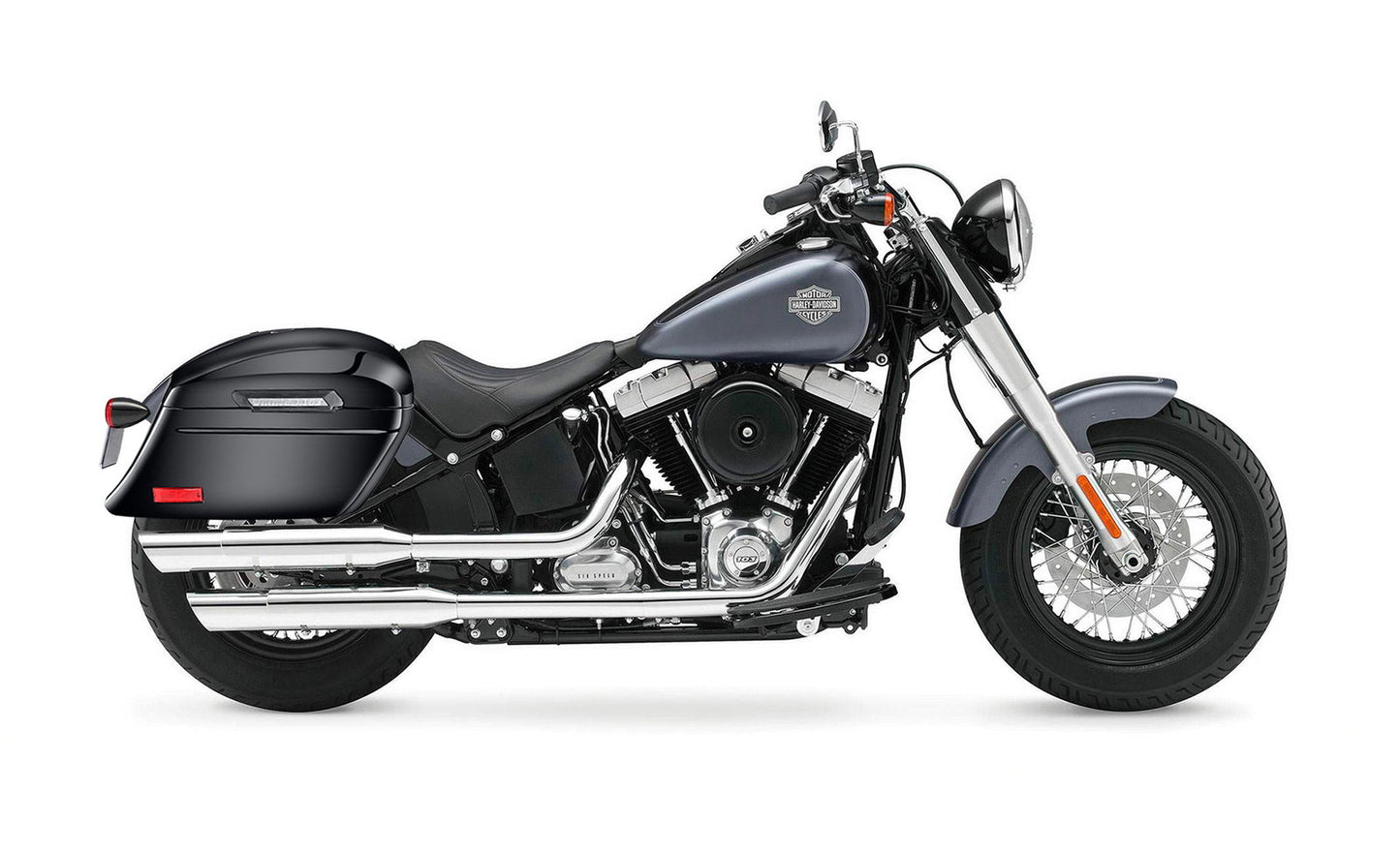 44L - Lamellar Stallion XL Painted Motocicleta Hard Alforjas para Harley Softail Slim FLS