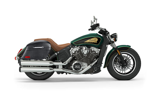 44L - Lamellar Stallion Extra Large Indian Scout Leather Covered Motocicleta Hard Alforjas