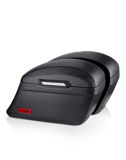 44L - Lamellar Stallion Extra Large Victory Gunner Leather Covered Motocicleta Hard Alforjas