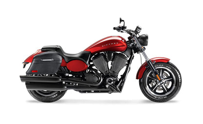 44L - Lamellar Stallion Extra Large Victory Judge Leather Covered Motocicleta Hard Alforjas