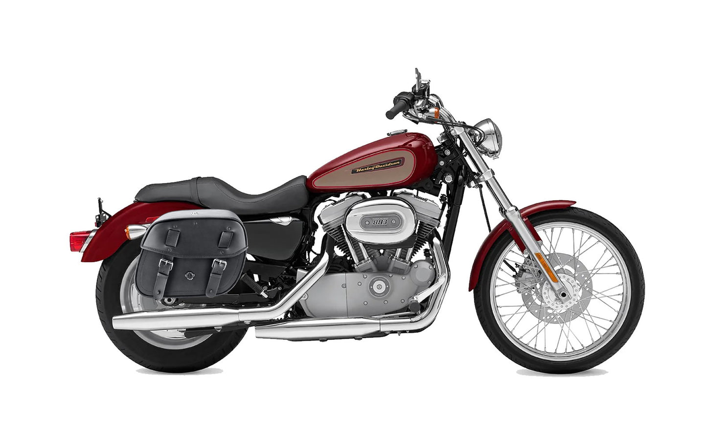 25L - Arch Large Shock Cutout Leather Motocicleta Alforjas para Harley Sportster 883 Custom XL883C/XLH883C