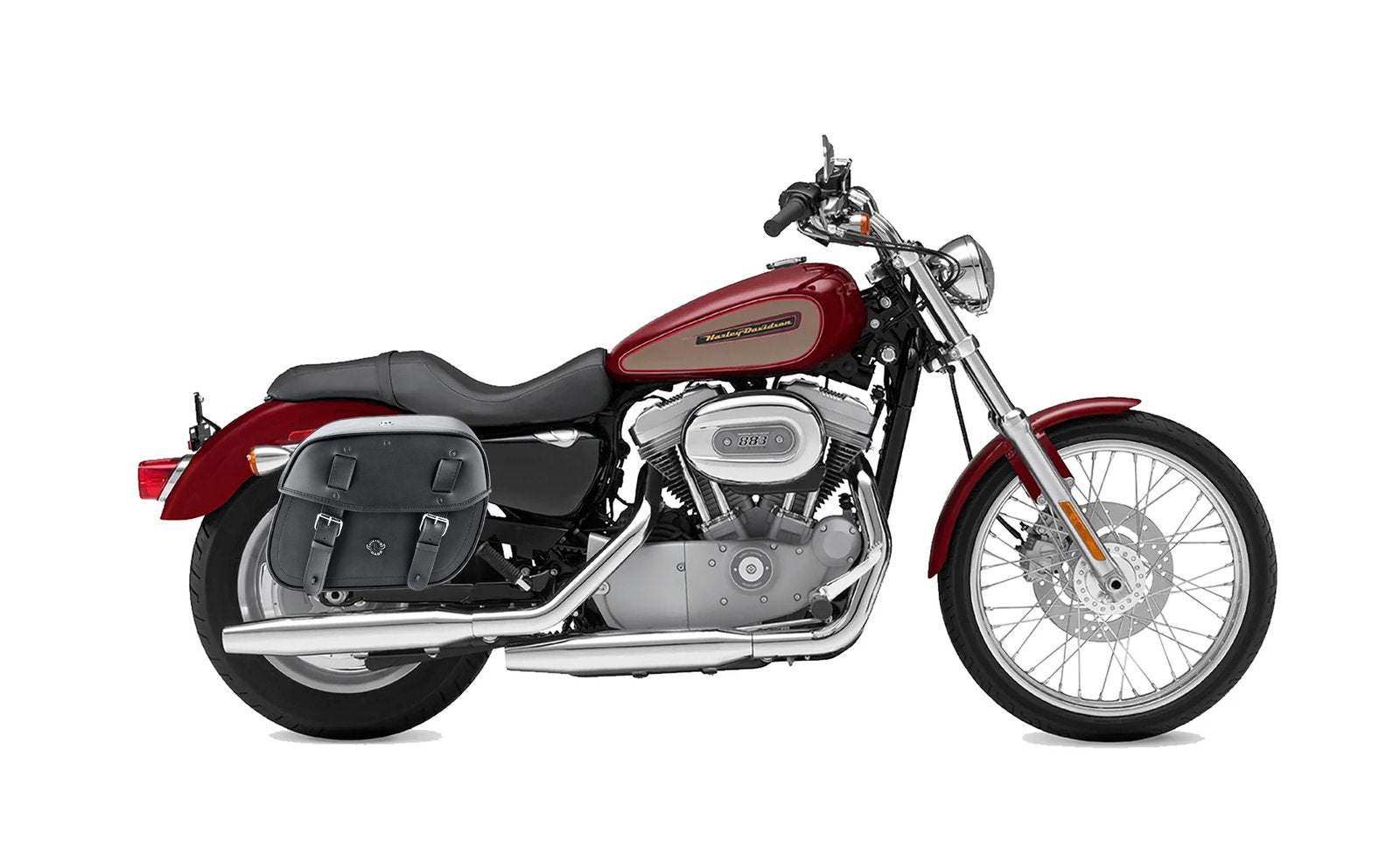25L - Arch Large Shock Cutout Leather Motocicleta Alforjas para Harley Sportster 883 Custom XL883C/XLH883C
