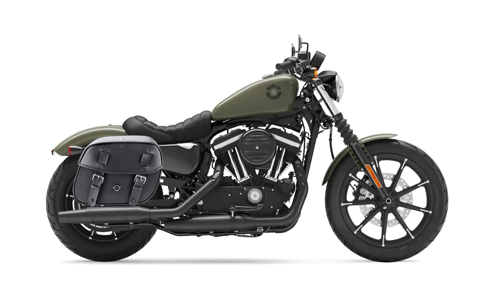 25L - Arch Large Shock Cutout Leather Motocicleta Alforjas para Harley Sportster 883 Iron XL883N
