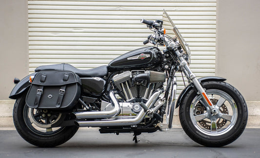 25L - Arch Large Shock Cutout Leather Motocicleta Alforjas para Harley Sportster 1200 Custom XL1200C/XLH1200C