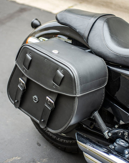 25L - Arch Large Shock Cutout Leather Motocicleta Alforjas para Harley Sportster 1200 Custom XL1200C/XLH1200C