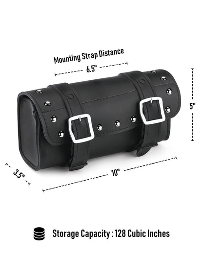 2L - Armor Studded Leather Motocicleta Bolsa para manubrio