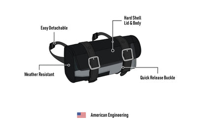 2L - Armor Plain Leather Motocicleta Bolsa para manubrio para Harley Davidson