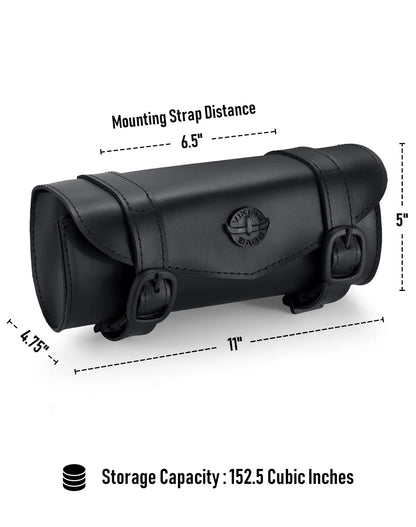 2L - Dark Age Plain Leather Motocicleta Bolsa rollo para Harley Davidson