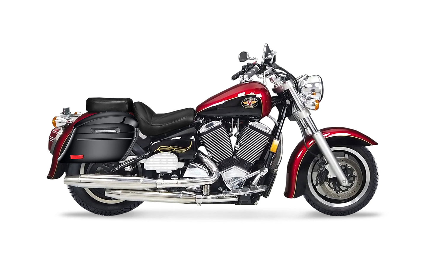 44L - Lamellar Stallion Extra Large Victory V92C Painted Motocicleta Hard Alforjas