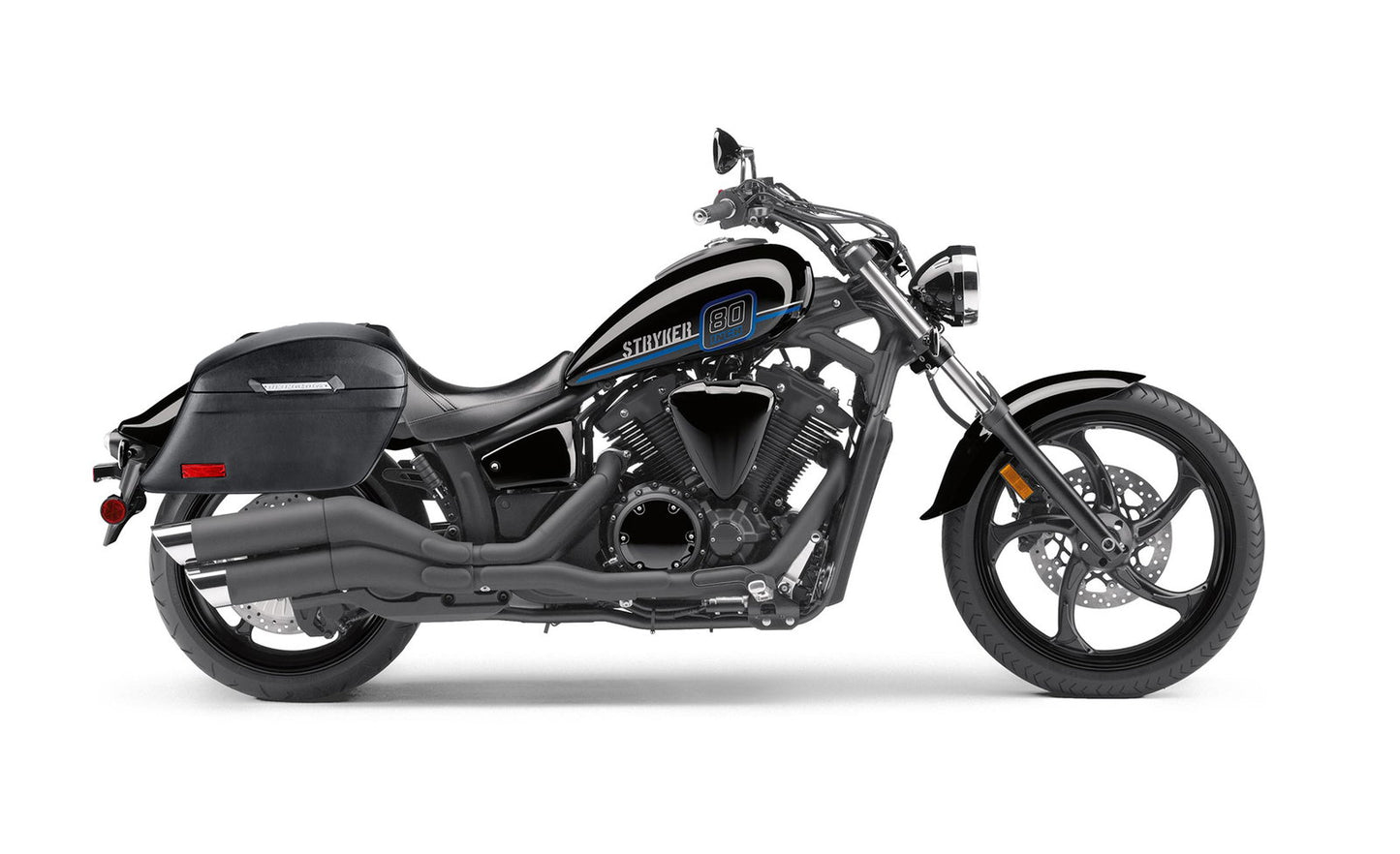 44L - Lamellar Stallion Extra Large Yamaha Stryker Leather Covered Motocicleta Hard Alforjas