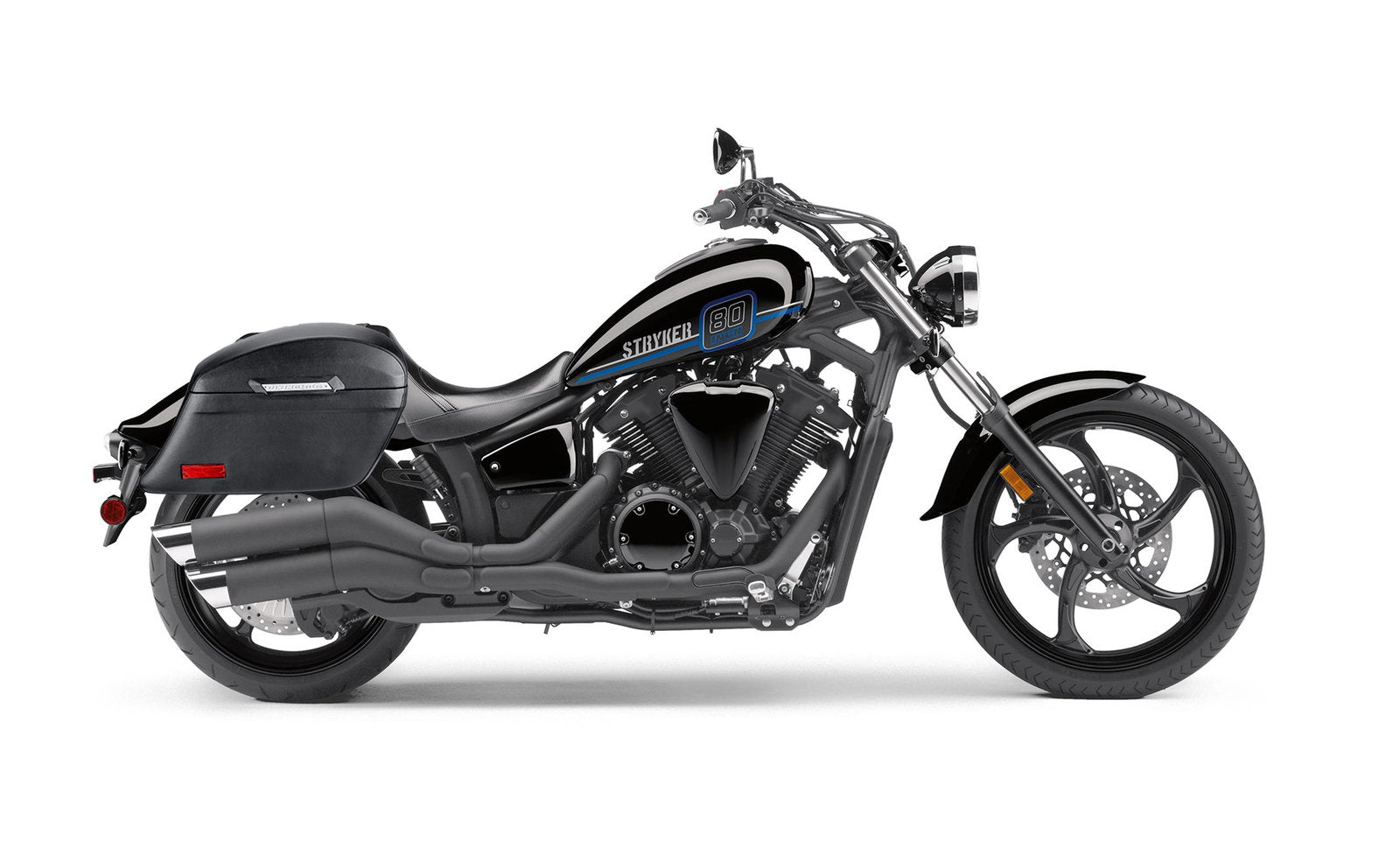 44L - Lamellar Stallion Extra Large Yamaha Stryker Leather Covered Motocicleta Hard Alforjas