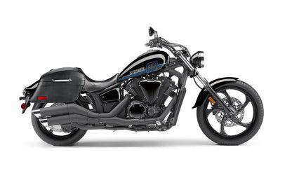 44L - Lamellar Stallion Extra Large Yamaha Stryker Leather Covered Motocicleta Hard Alforjas